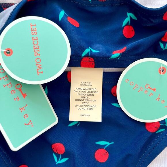 KIDS GIRLS Navy & Cherry Red Bikini Swimsuit – GIRLS 6 - Picture 4 of 5